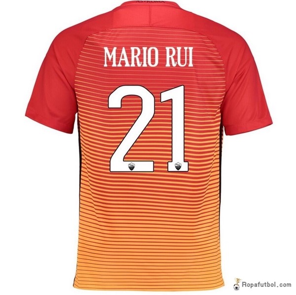 Camiseta As Roma Replica Tercera Ropa Mario Rui 2016/17 Naranja